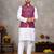 Purple cotton straight kurta payjama & koti with jequard work