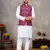 Purple cotton straight kurta payjama & koti with jequard work