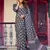 Pretty Blue Digital Printed Crepe Casual Wear Saree With Blouse