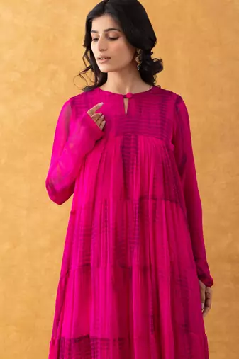 magenta embroidered kurta pant set