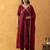 wine bandhani suit set with dupatta