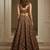 brown fully sequins net lehenga set choli with dupatta