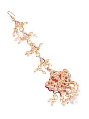 Gold-plated kundan maang tikka for women | bridal & head jewellery 3