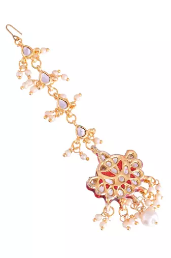 Gold-plated kundan maang tikka for women | bridal & head jewellery