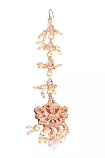 Gold-plated kundan maang tikka for women | bridal & head jewellery