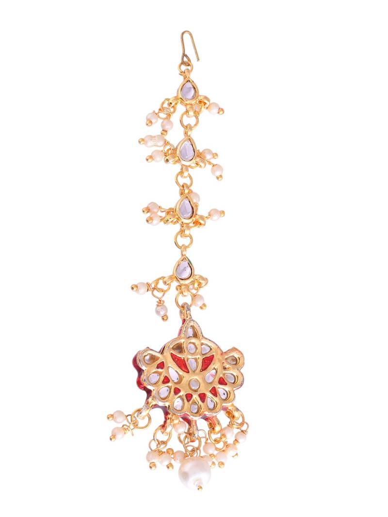 Gold-plated kundan maang tikka for women | bridal & head jewellery