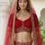 maroon embroidered organza bridal lehenga set choli with dupatta
