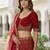 maroon embroidered organza bridal lehenga set choli with dupatta