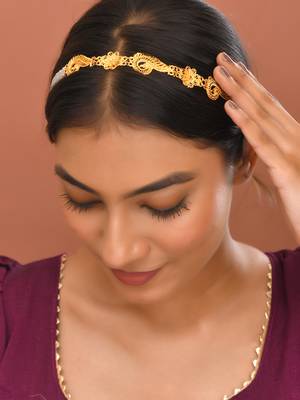 Premium gold plated matha patti for women | handmade head jewellery 1