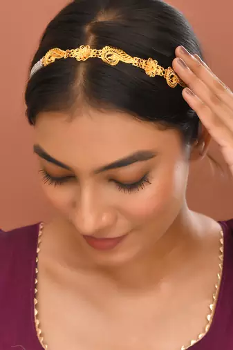 Premium gold plated matha patti for women | handmade head jewellery