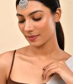 Silver-plated american diamond bridal maang tikka | traditional wedding tikka for women