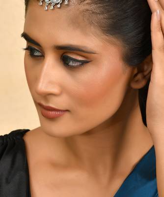 Silver-plated ad maang tikka for women | bridal & festive jewellery 1