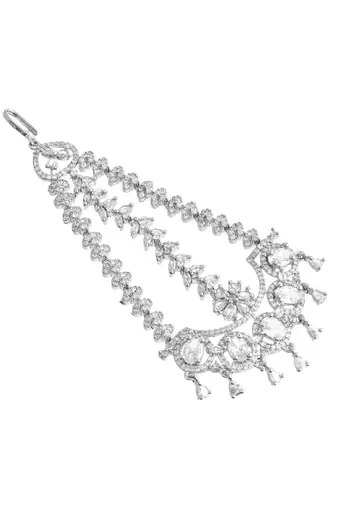 Silver-plated ad maang tikka for women | bridal & festive jewellery