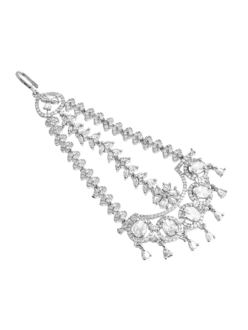 Silver-plated ad maang tikka for women | bridal & festive jewellery