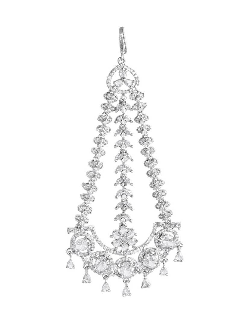 Silver-plated ad maang tikka for women | bridal & festive jewellery