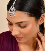 Premium silver-plated cz bridal maangtikka | traditional wedding tikka for women