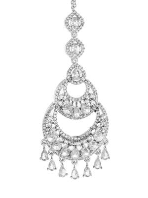 Premium silver-plated cz bridal maangtikka | traditional wedding tikka for women 4