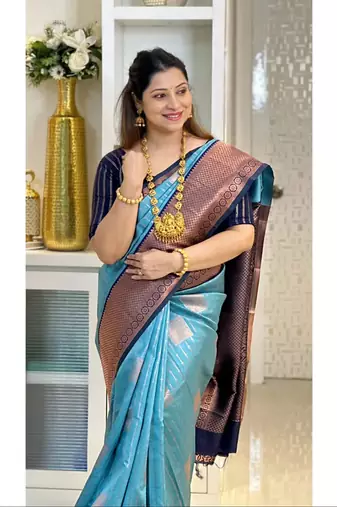 Multy color Art Silk blend sarees with blouse