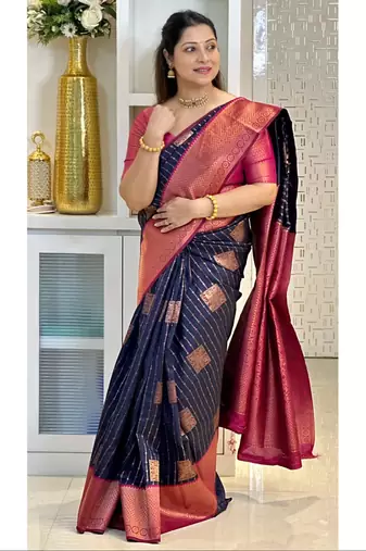 Multy color Art Silk blend sarees with blouse