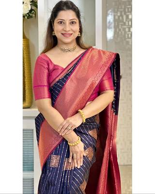 Multy color Art Silk blend sarees with blouse 4