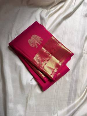 Pink color Art Silk blend sarees with blouse 2