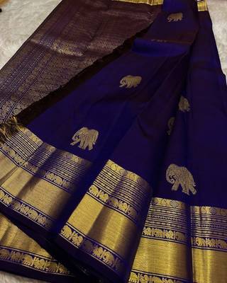 Royal Blue color Art Silk blend sarees with blouse 1