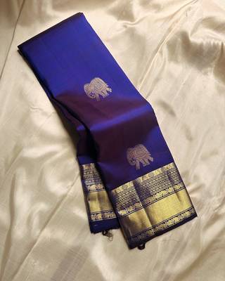 Royal Blue color Art Silk blend sarees with blouse 3
