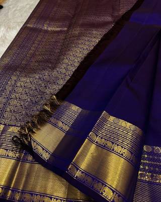 Royal Blue color Art Silk blend sarees with blouse 4