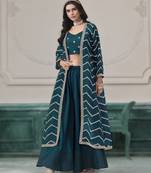 rama chinon fabric embroidered top and palazzo 