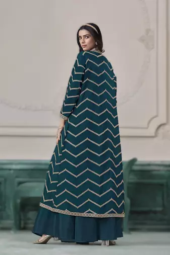 rama chinon fabric embroidered top and palazzo 