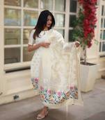 white viscose jacquard kurti bottom & dupatta