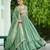 Pista green vichitra silk embroidered anarkali gown with dupatta in pista green & lavender