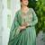 Pista green vichitra silk embroidered anarkali gown with dupatta in pista green & lavender