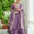 Onion vichitra silk embroidered anarkali gown with dupatta in pista green & lavender