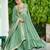 Pista green vichitra silk embroidered anarkali gown with dupatta in pista green & lavender