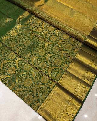 Green color Art Silk blend sarees with blouse 1