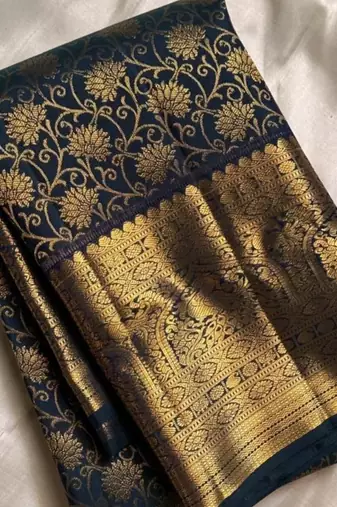 Black color Art Silk blend sarees with blouse