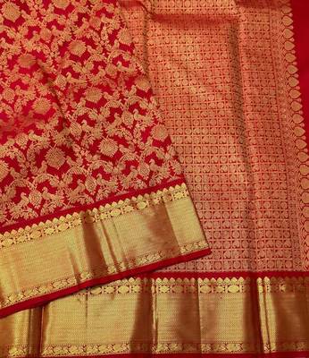 Red color Art Silk blend sarees with blouse 1