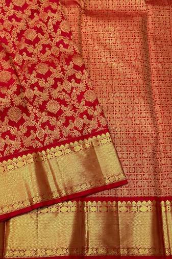 Red color Art Silk blend sarees with blouse