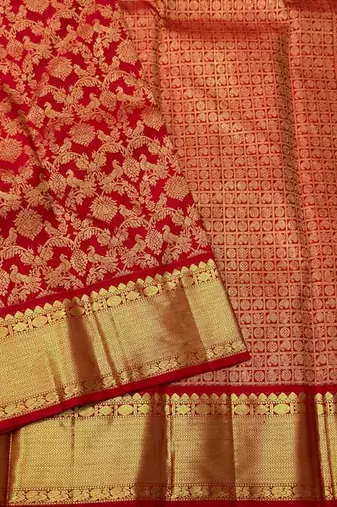 Red color Art Silk blend sarees with blouse
