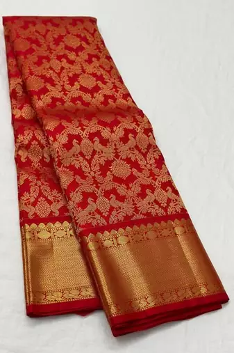 Red color Art Silk blend sarees with blouse