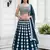 green thread embroidered georgette party lehenga set choli with dupatta