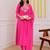 Hot pink chanderi silk heavy thread embroidery work kurta pant set