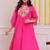 Hot pink chanderi silk heavy thread embroidery work kurta pant set