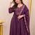 Purple chanderi silk heavy thread embroidery work kurta pant set