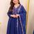 Blue chanderi silk heavy thread embroidery work kurta pant set