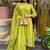Lime chanderi silk heavy thread embroidery work kurta pant set