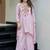Pink french crepe heavy thread embroidery work co-ord set
