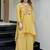 Yellow french crepe heavy thread embroidery work co-ord set
