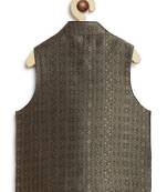 Black embroidered brocade nehru jacket